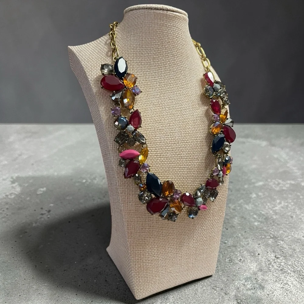 J.Crew Multi-Color Jeweled Bib Statement Necklace - Picture 1 of 7
